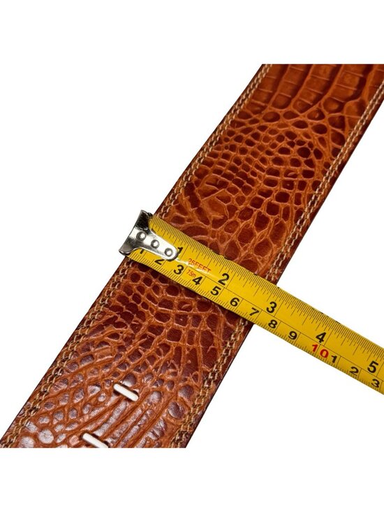Vintage 80s Tuareg for Benetton Croc Brown Leather Belt Sz M Old Money Italian main image 9